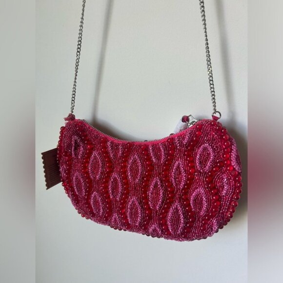 Viral Pink and Red Beaded Made in India Crossbody Bag - Picture 4 of 5
